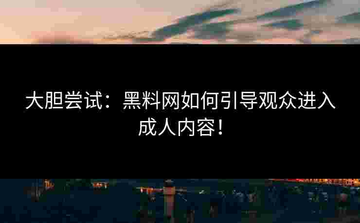 大胆尝试：黑料网如何引导观众进入成人内容！