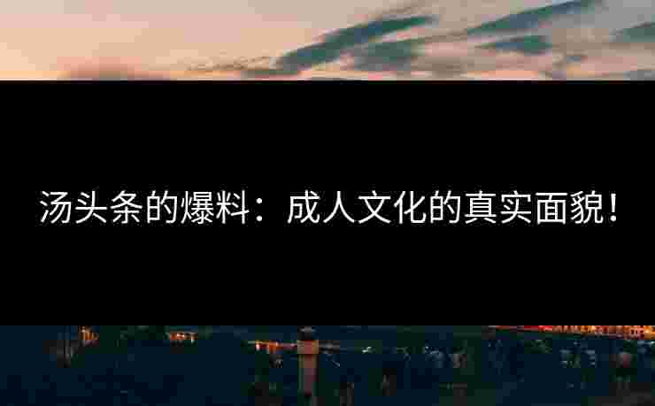 汤头条的爆料：成人文化的真实面貌！