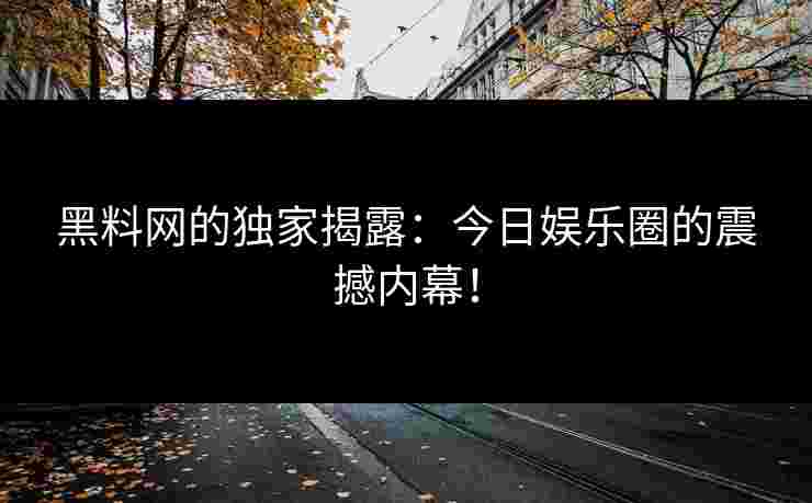 黑料网的独家揭露：今日娱乐圈的震撼内幕！