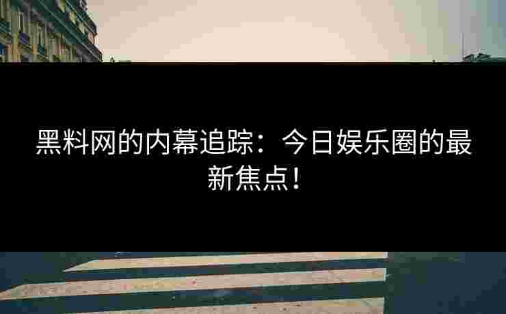 黑料网的内幕追踪：今日娱乐圈的最新焦点！